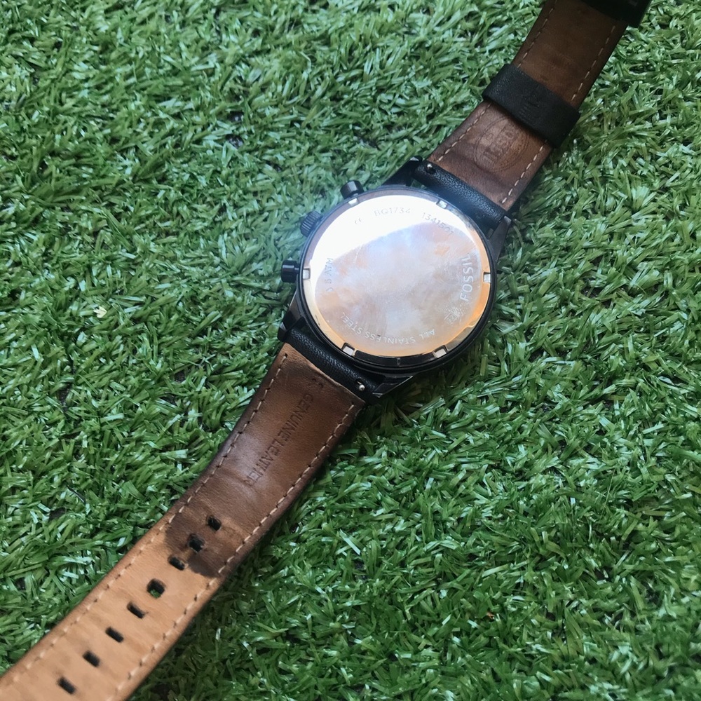 Men’s fossil black leather watch - Picture 6 of 6
